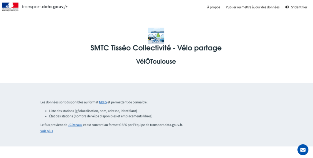 Un exemple de fichier GBFS sur transport.data.gouv.fr
